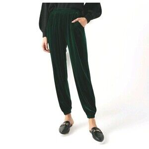 Sugarlips Everson Emerald Green Velvet Jogger Pants Medium M Y3K Metallic Lounge